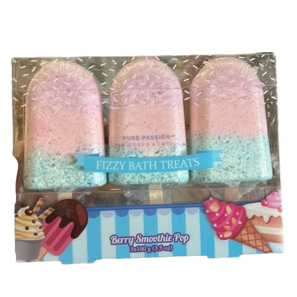 PURE Passion Fizzy Bath Treat Berry Smoothie Pop NIB